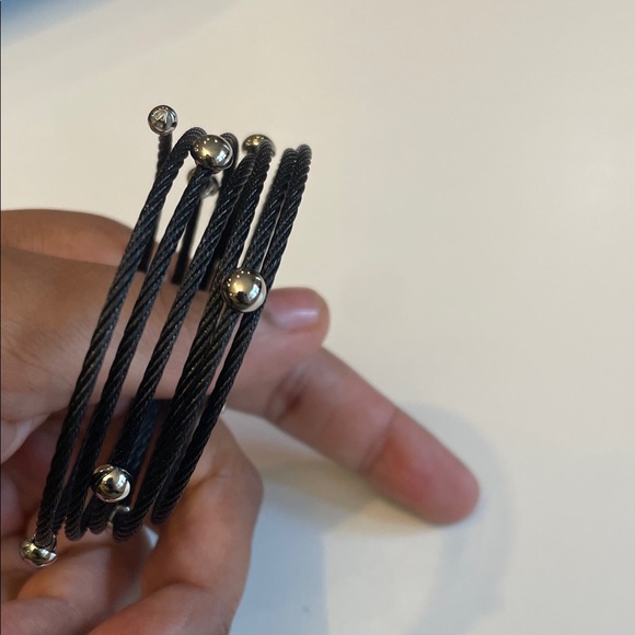 ALOR Elegant Black Wire Bracelet with Silver Accents - Picture 9 of 9